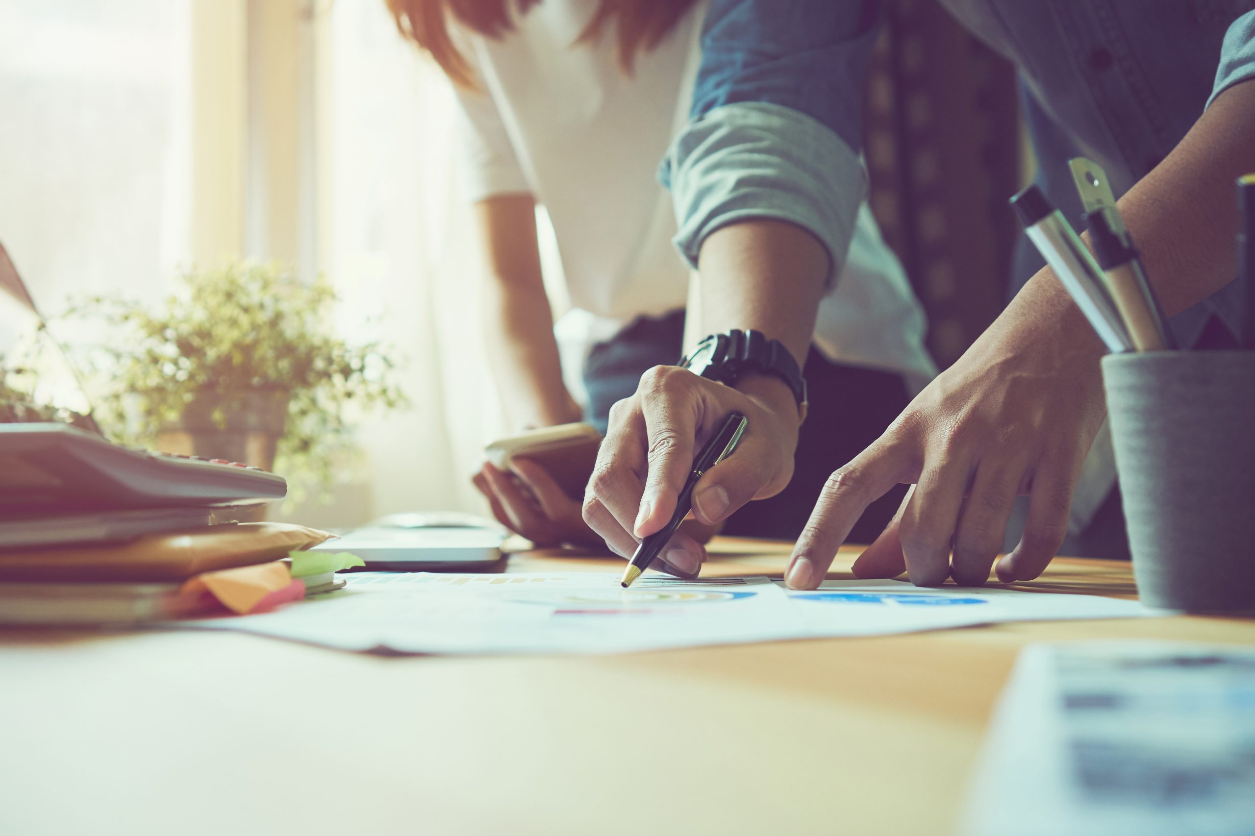 Teamwork helps us select the best information. To bring to customers to use in successful work. Quality work concept, vintage effect.
